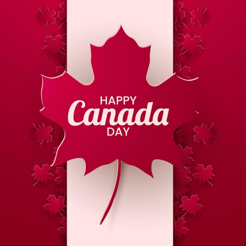 1:a juli 2020 Lycklig kanada dag baner för oberoende dag bakgrund med röd lönn. vektor illustration hälsning kort. kanada Semester begrepp design. röd vit tema med lönn blad.