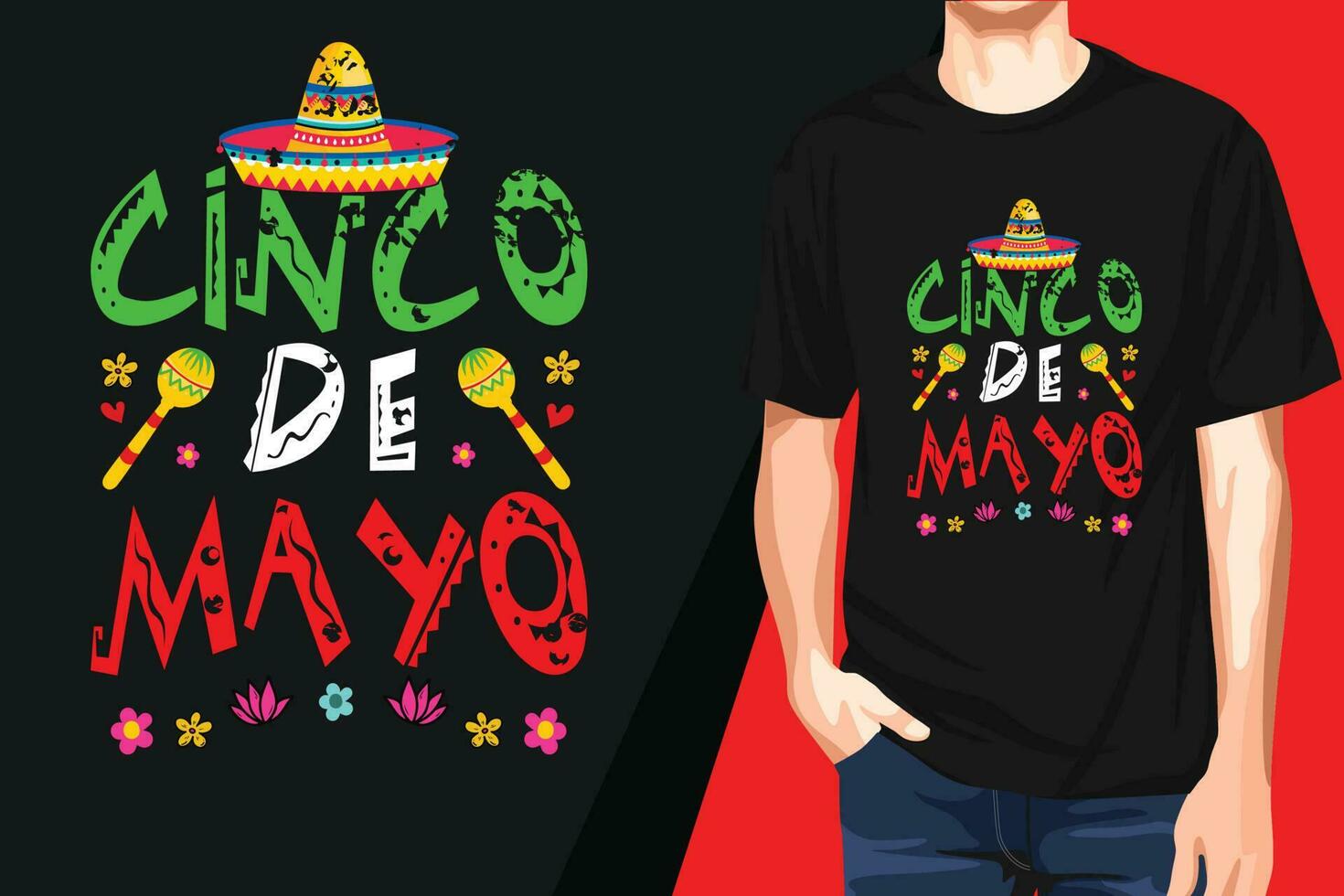 cinco de mayo t skjorta design, eller mexikansk festlig t skjorta design vektor