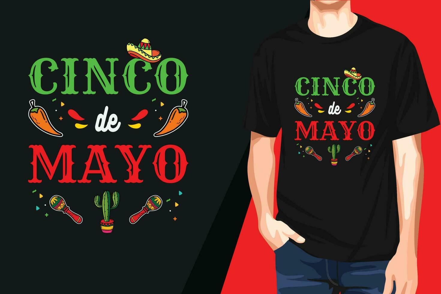 cinco de mayo t skjorta design, eller mexikansk festlig t skjorta design vektor