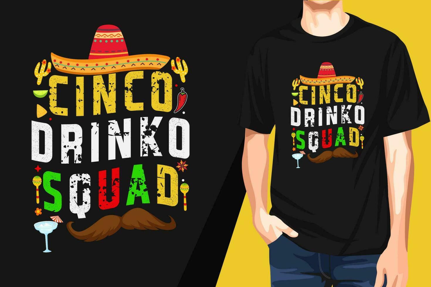 cinco de mayo t skjorta design, eller mexikansk festlig t skjorta design vektor