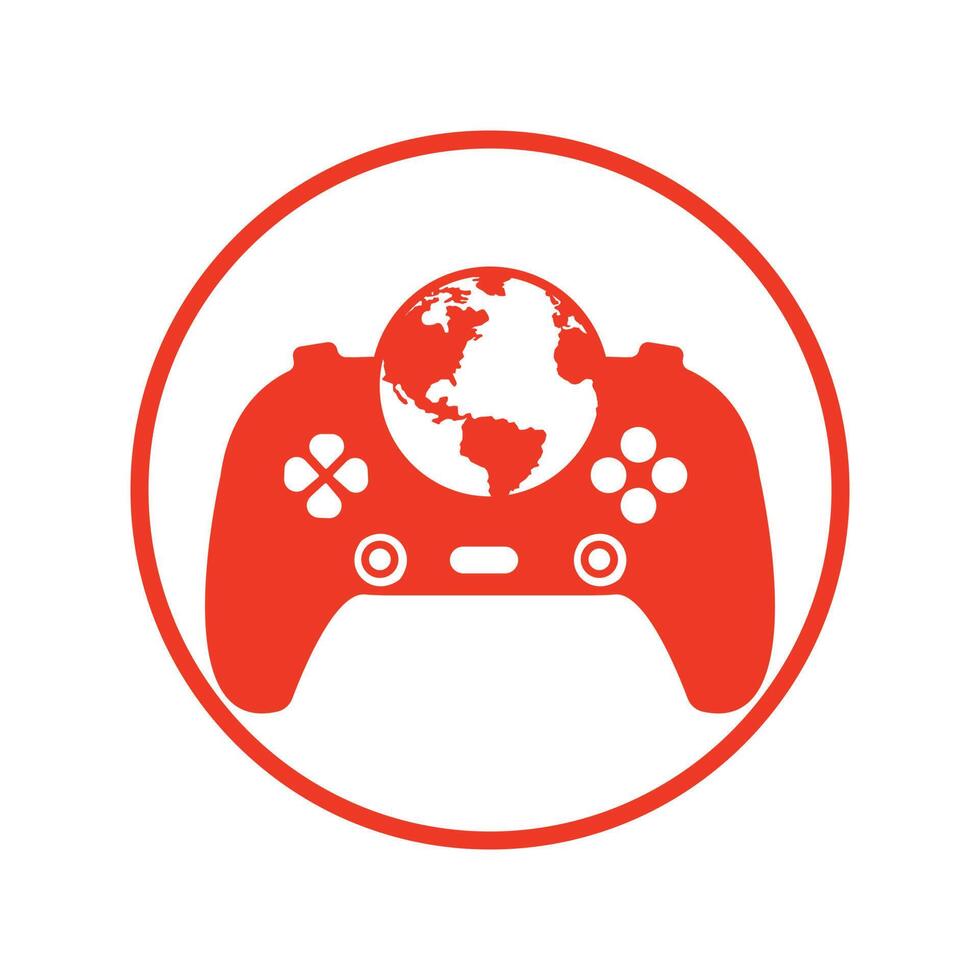 spel klot logotyp ikon design. uppkopplad gamer värld logotyp. klot och glädje pinne vektor illustration .