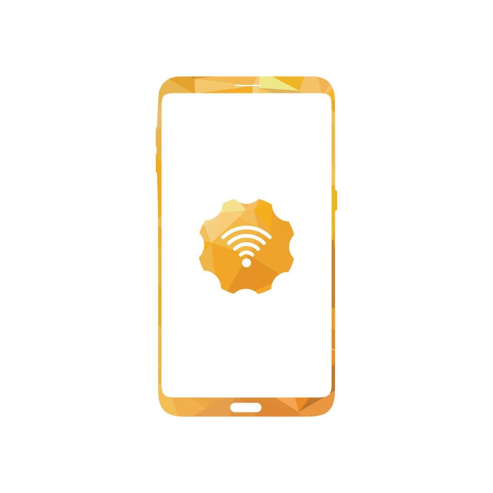 smart telefon logotyp design. mobil vektor illustration med Wi-Fi miljö ikon.