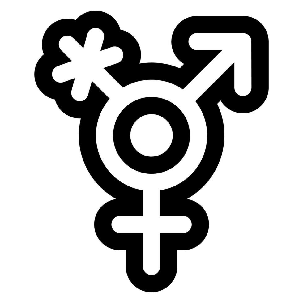kön trans översikt svart vit liner ikon vektor