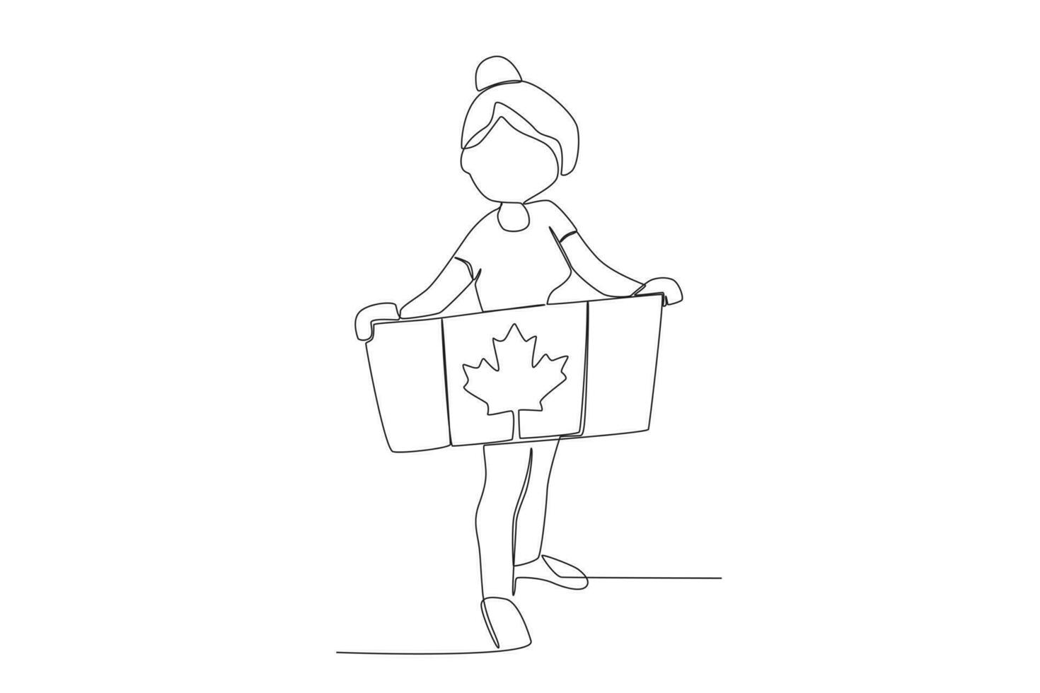 en flicka innehav en kanadensisk flagga vektor