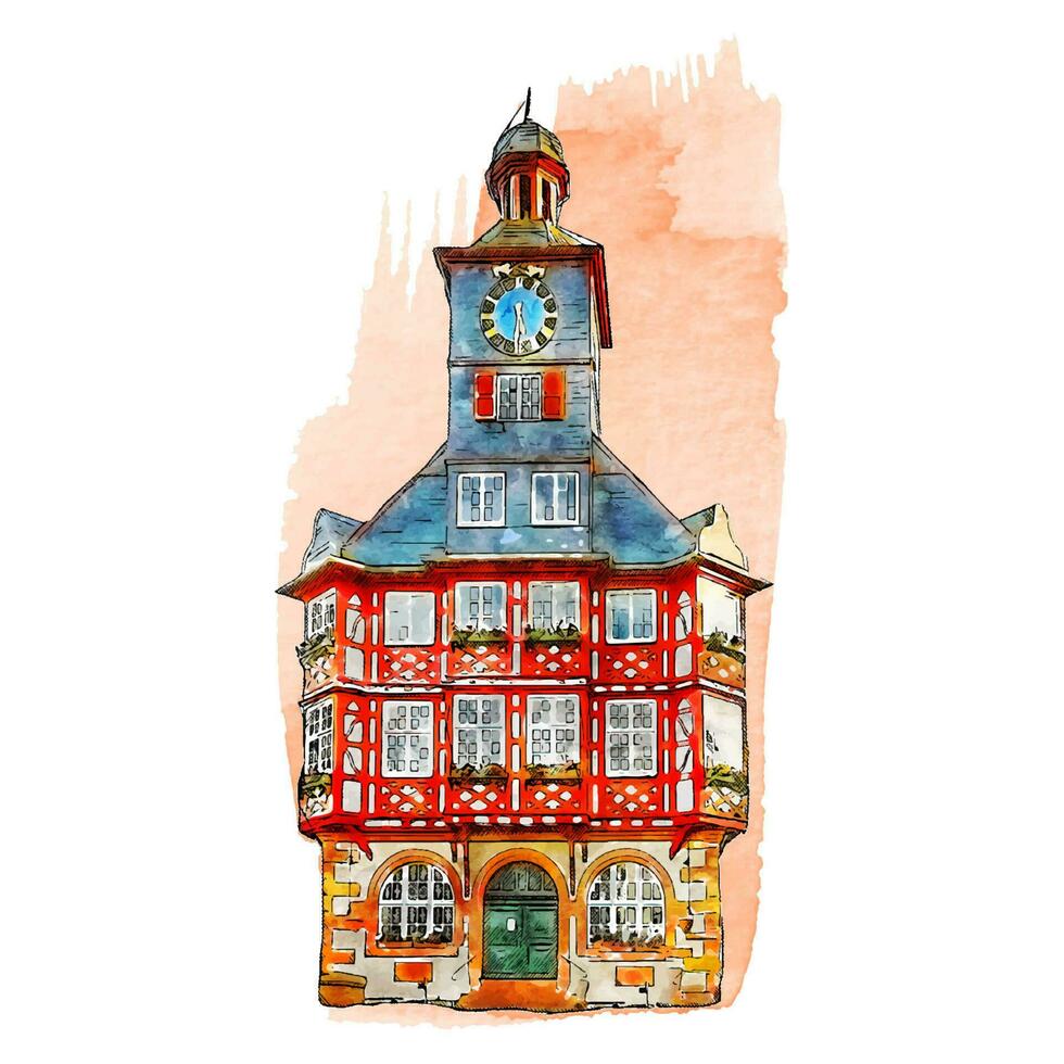 die Architektur Deutschland Aquarell Hand gezeichnet Illustration isoliert auf Weiß Hintergrund vektor