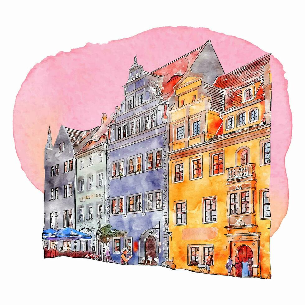 die Architektur Deutschland Aquarell Hand gezeichnet Illustration isoliert auf Weiß Hintergrund vektor