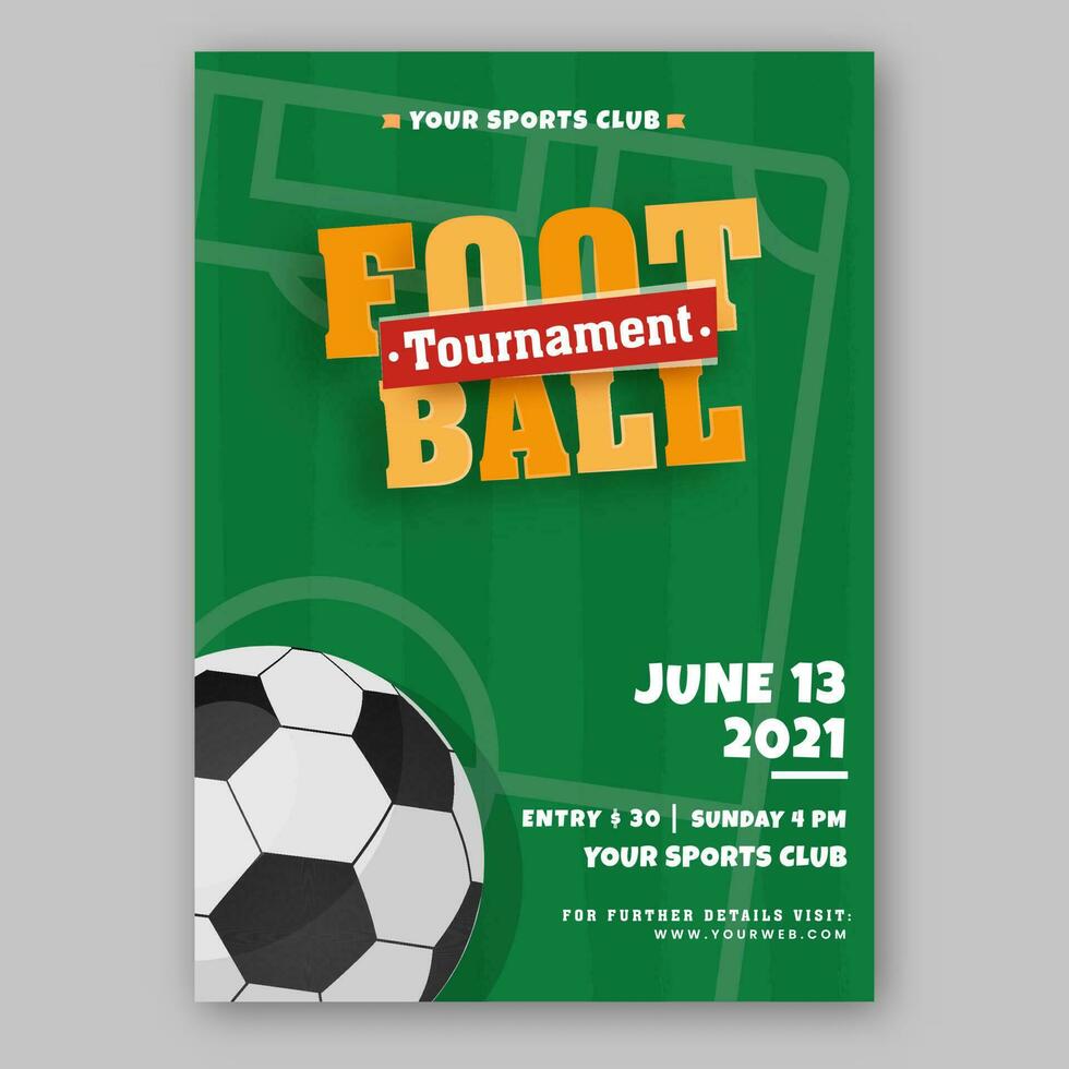 Fußball Turnier Flyer oder Poster Design vektor