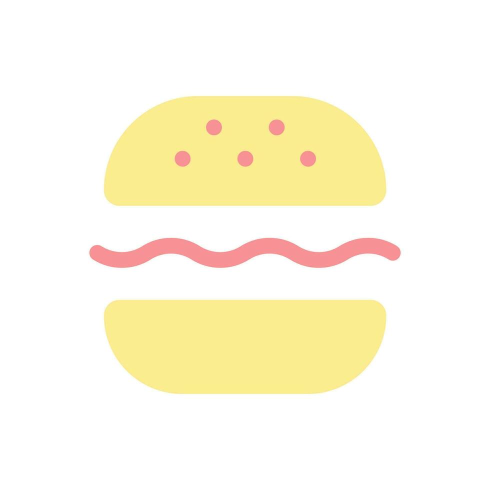 Burger eben Farbe ui Symbol. erheblich Mahlzeit. schnell Essen Mittagessen. Grill Hamburger. lecker Sandwich. einfach gefüllt Element zum Handy, Mobiltelefon App. bunt solide Piktogramm. Vektor isoliert rgb Illustration