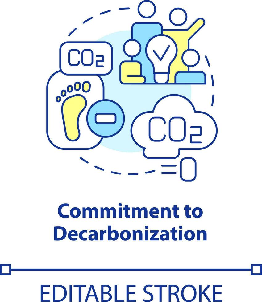 Engagement zu Dekarbonisierung Konzept Symbol. reduzieren Schadstoffe. Netz Null trainieren abstrakt Idee dünn Linie Illustration. isoliert Gliederung Zeichnung. editierbar Schlaganfall vektor