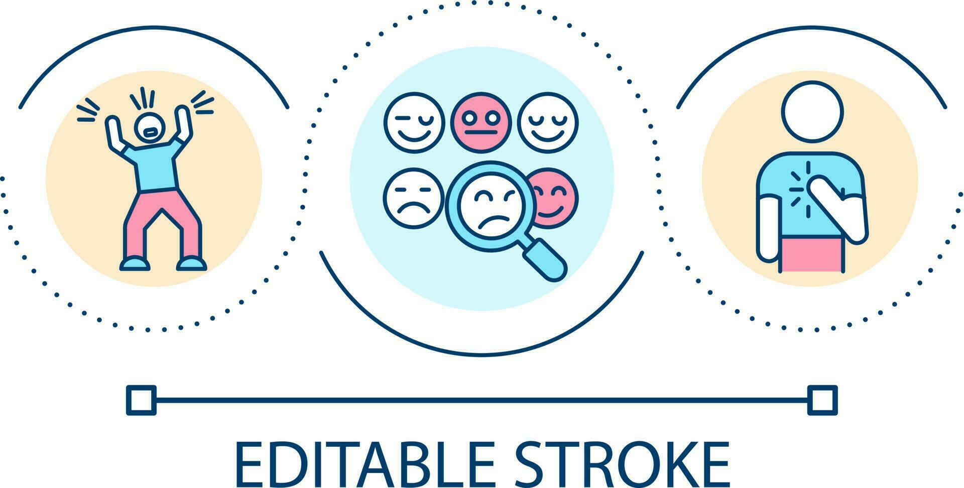 analysera emotionell stat slinga begrepp ikon. känslor medvetenhet och kontrollera. fysisk symptom av rädsla abstrakt aning tunn linje illustration. isolerat översikt teckning. redigerbar stroke vektor