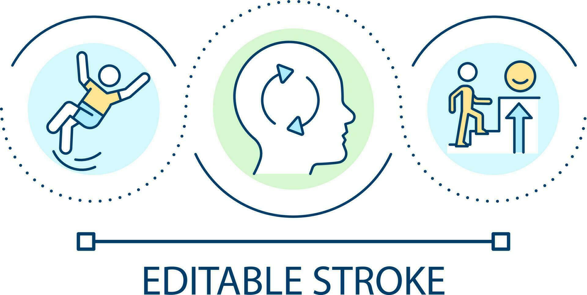 neu interpretieren Situation Schleife Konzept Symbol. emotional Verordnung Strategie. Fokus auf positiv Aspekt abstrakt Idee dünn Linie Illustration. isoliert Gliederung Zeichnung. editierbar Schlaganfall vektor