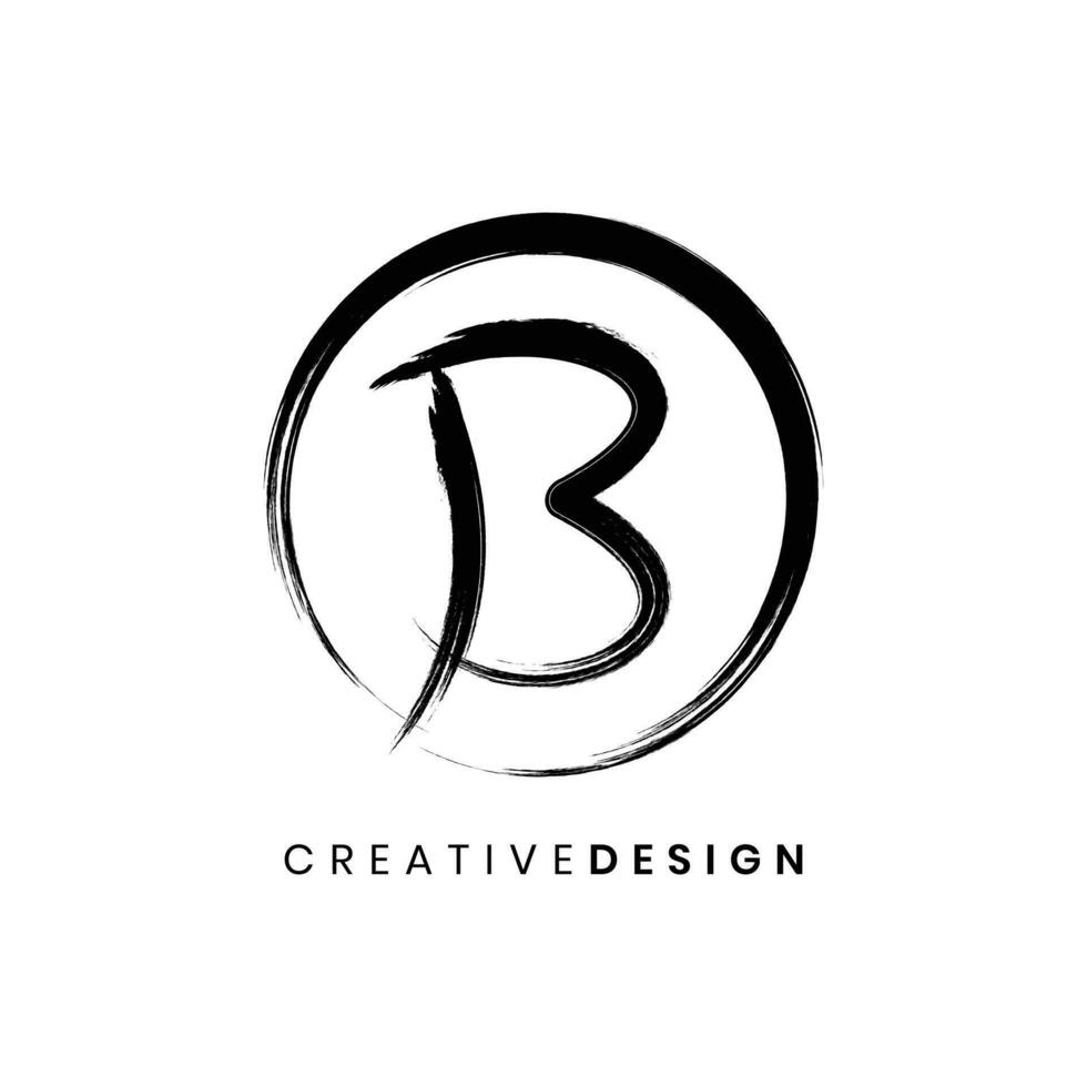 kreativ Brief b Logo Bürste Schlaganfall Vektor Illustration