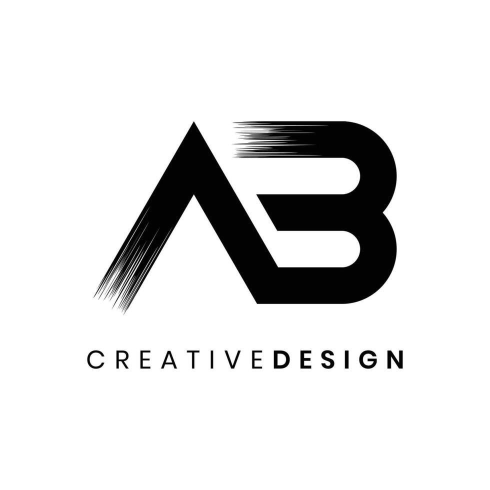 kreativ monogram brev ab logotyp design vektor med borsta stroke
