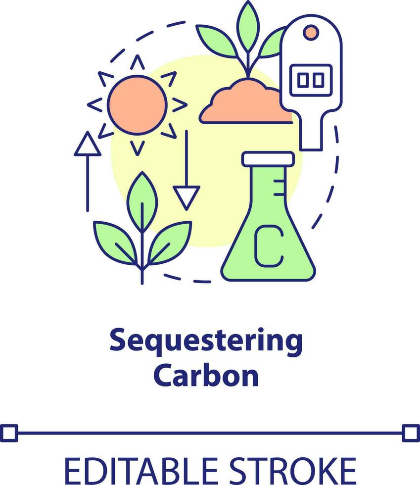 sequestrieren Kohlenstoff Konzept Symbol. reduzieren co2 Verschmutzung. Netz Null abstrakt Idee dünn Linie Illustration. isoliert Gliederung Zeichnung. editierbar Schlaganfall vektor