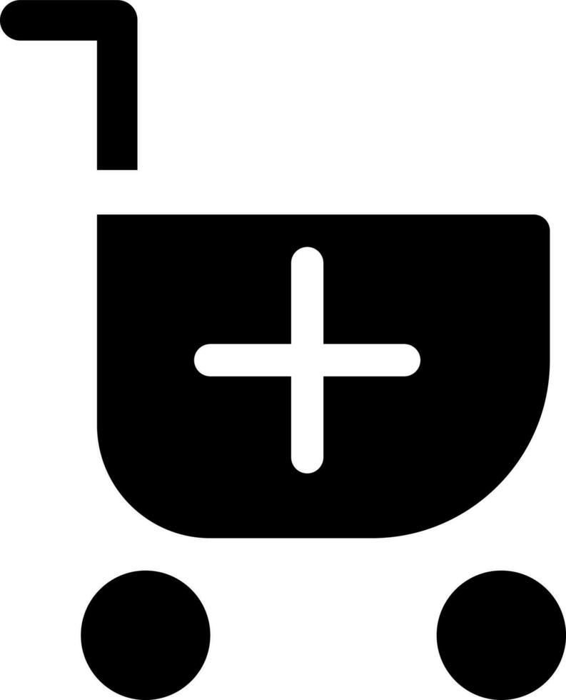 hinzufügen Artikel zu Einkaufen Wagen schwarz Glyphe ui Symbol. Kaufen Produkte von E-Shop. Benutzer Schnittstelle Design. Silhouette Symbol auf Weiß Raum. solide Piktogramm zum Netz, Handy, Mobiltelefon. isoliert Vektor Illustration