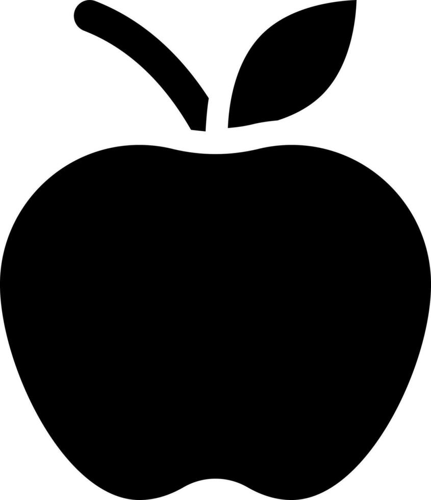 Apfel Obst schwarz Glyphe ui Symbol. organisch Produkte Verkauf. lokal Bauern Markt. Benutzer Schnittstelle Design. Silhouette Symbol auf Weiß Raum. solide Piktogramm zum Netz, Handy, Mobiltelefon. isoliert Vektor Illustration