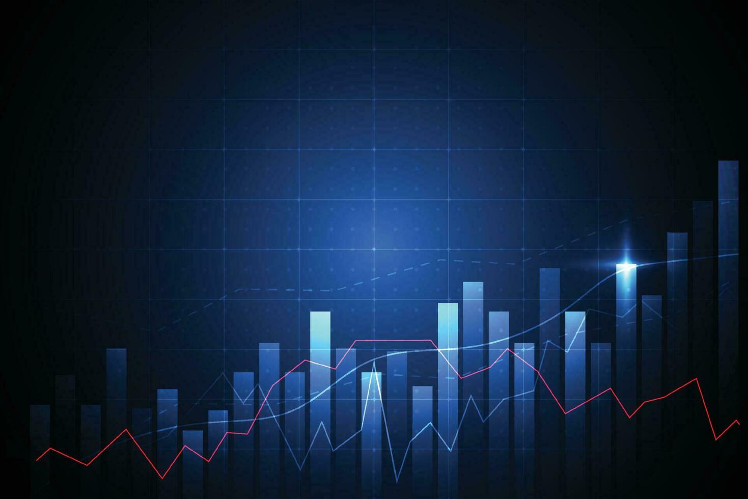 Business Candle Stick Graph Diagramm des Börseninvestitionshandels auf weißem Hintergrunddesign. bullischer Punkt, Trend der Grafik. Vektorillustration vektor