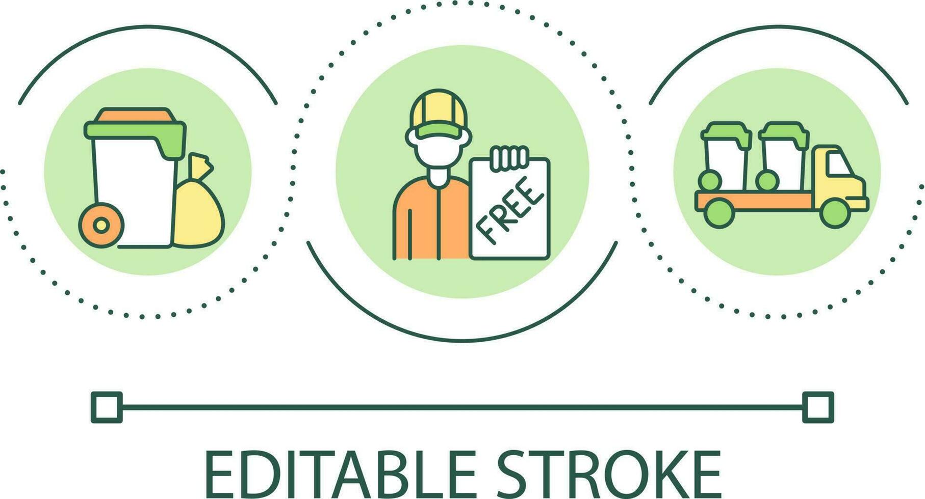 fri sopor behållare slinga begrepp ikon. avfall transport service. skräp förvaltning abstrakt aning tunn linje illustration. isolerat översikt teckning. redigerbar stroke vektor