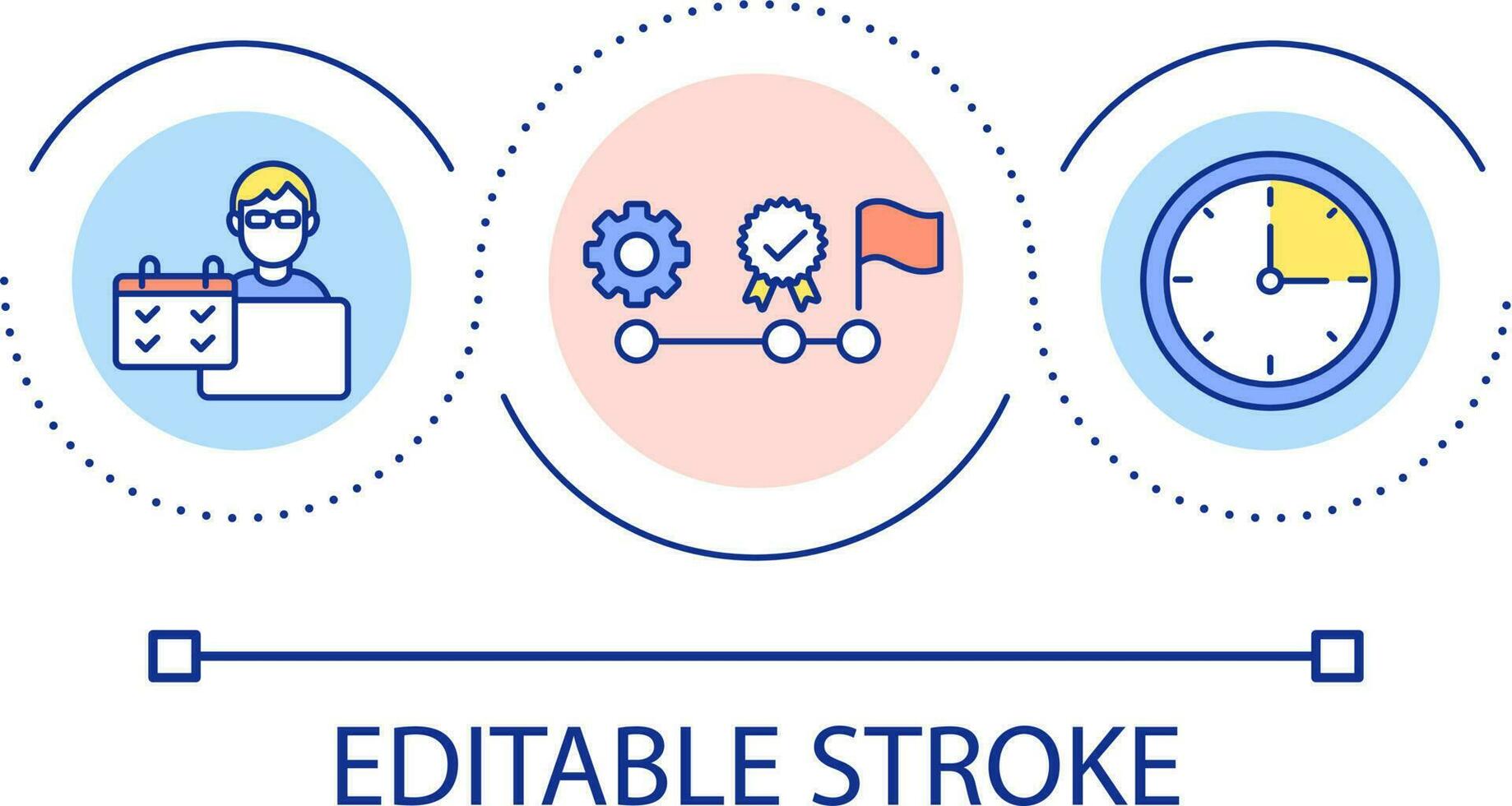 schemaläggning och planera slinga begrepp ikon. arbetssätt timmar. regelbunden praktiserande. mål prestation framsteg abstrakt aning tunn linje illustration. isolerat översikt teckning. redigerbar stroke vektor