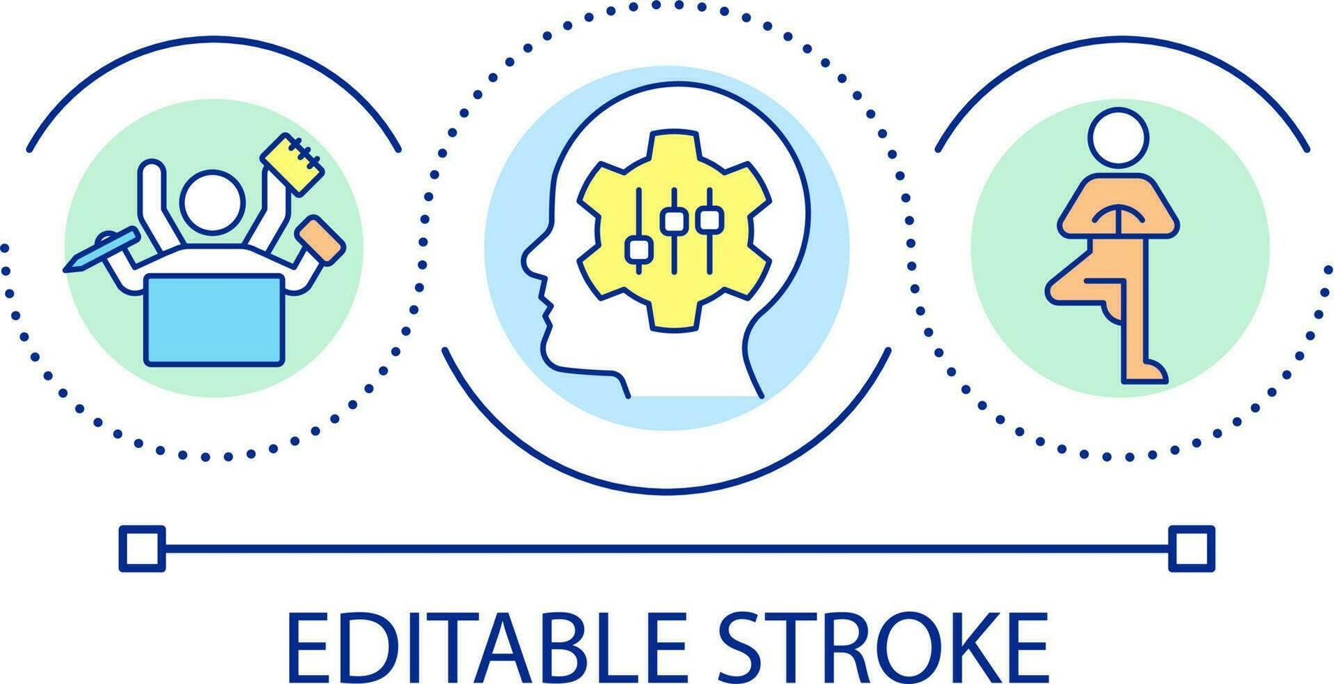 Umgang mit mehrere Aufgaben Schleife Konzept Symbol. gegenüber Herausforderungen und Änderungen. Fertigkeit und Fähigkeit abstrakt Idee dünn Linie Illustration. isoliert Gliederung Zeichnung. editierbar Schlaganfall vektor