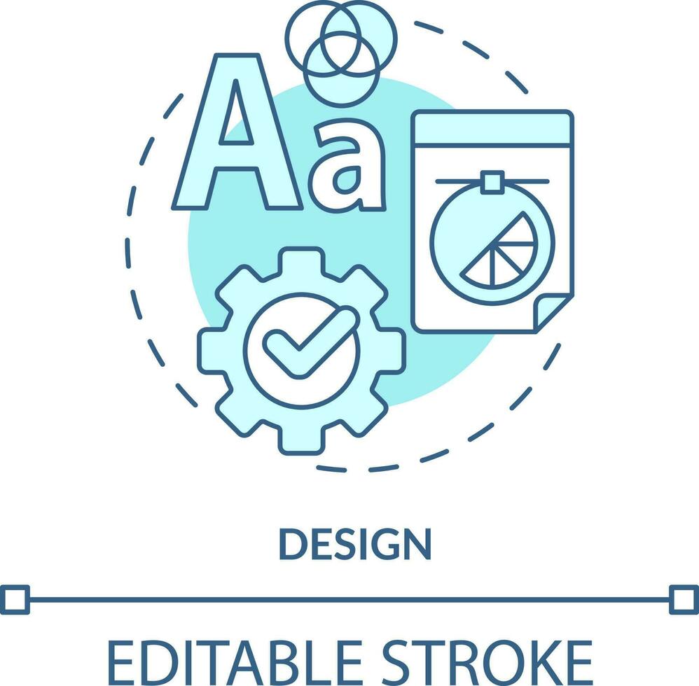 Design Türkis Konzept Symbol. persönlich Entwicklung abstrakt Idee dünn Linie Illustration. visuell Inhalt. Grafik Fähigkeiten. isoliert Gliederung Zeichnung. editierbar Schlaganfall vektor