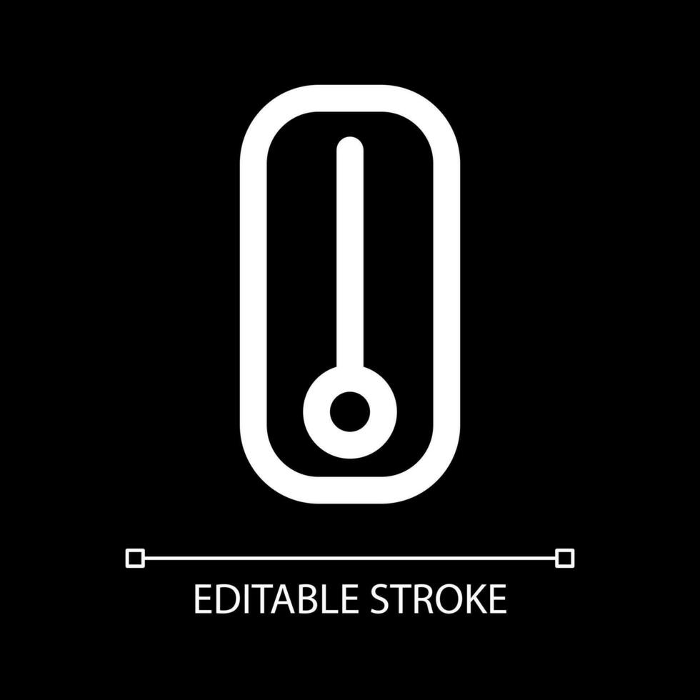 Merkur Thermometer Weiß linear ui Symbol zum dunkel Thema. Temperatur Messung. Vektor Linie Piktogramm. isoliert Benutzer Schnittstelle Symbol zum Nacht Modus. editierbar Schlaganfall