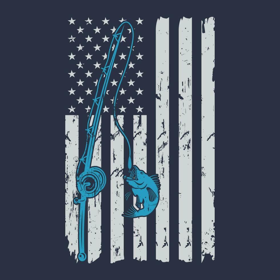Angeln amerikanisch Flagge 4 .. von Juli Geschenk zum Fischer T-Shirt vektor