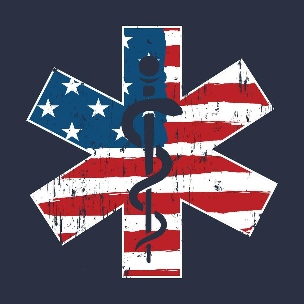 4 .. von Juli Sanitäter T-Shirt ems emt USA amerikanisch Flagge Tee vektor