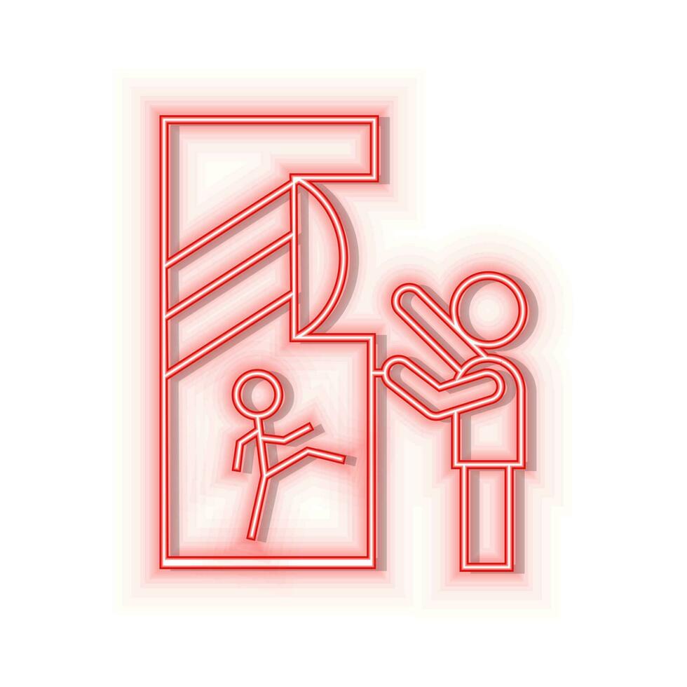 Neon- Symbole. Kind Spieler retro Konsole Arkade. rot Neon- Vektor Symbol auf verdunkeln Hintergrund