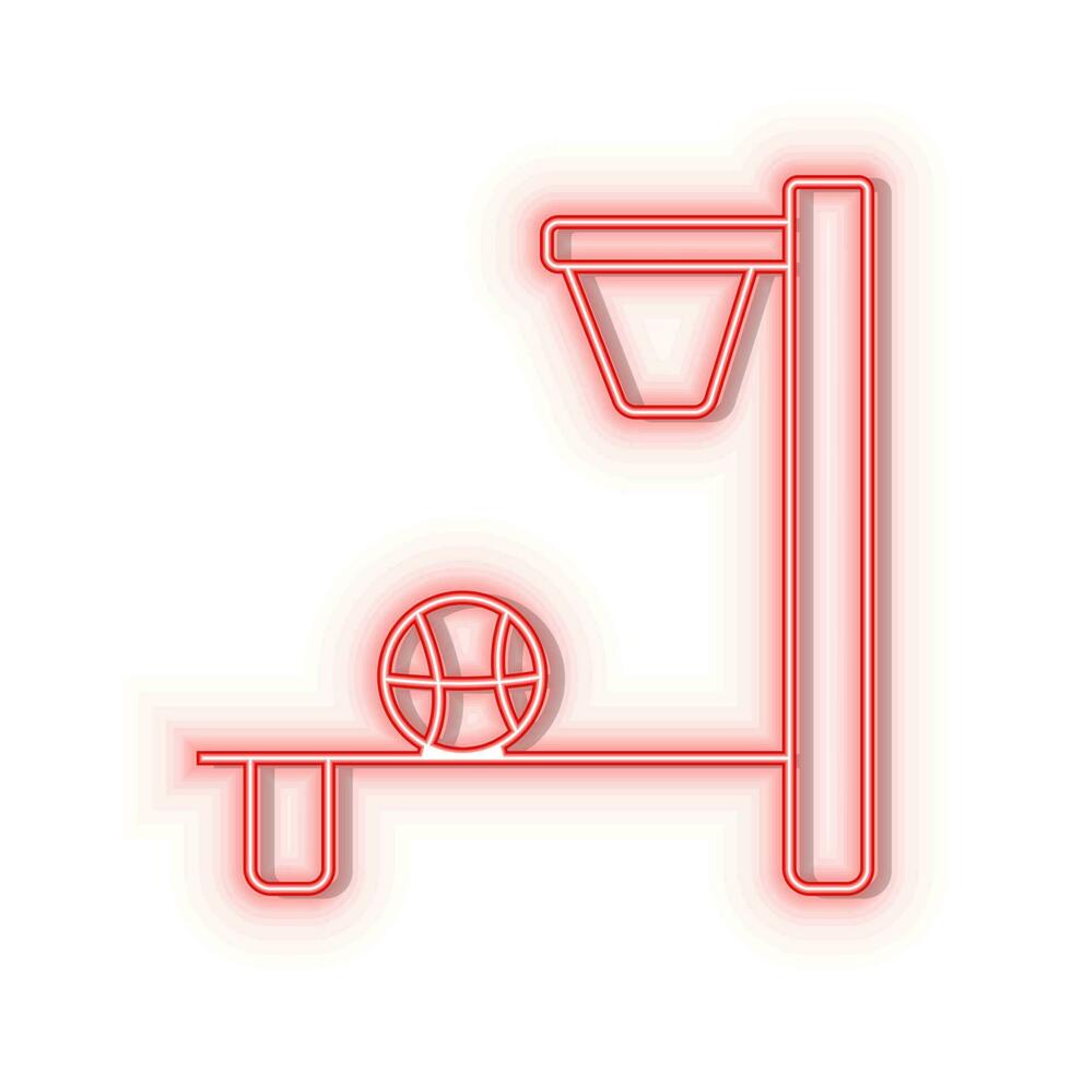 Neon- Symbole. Basketball Arkade elektronisch. rot Neon- Vektor Symbol auf verdunkeln Hintergrund
