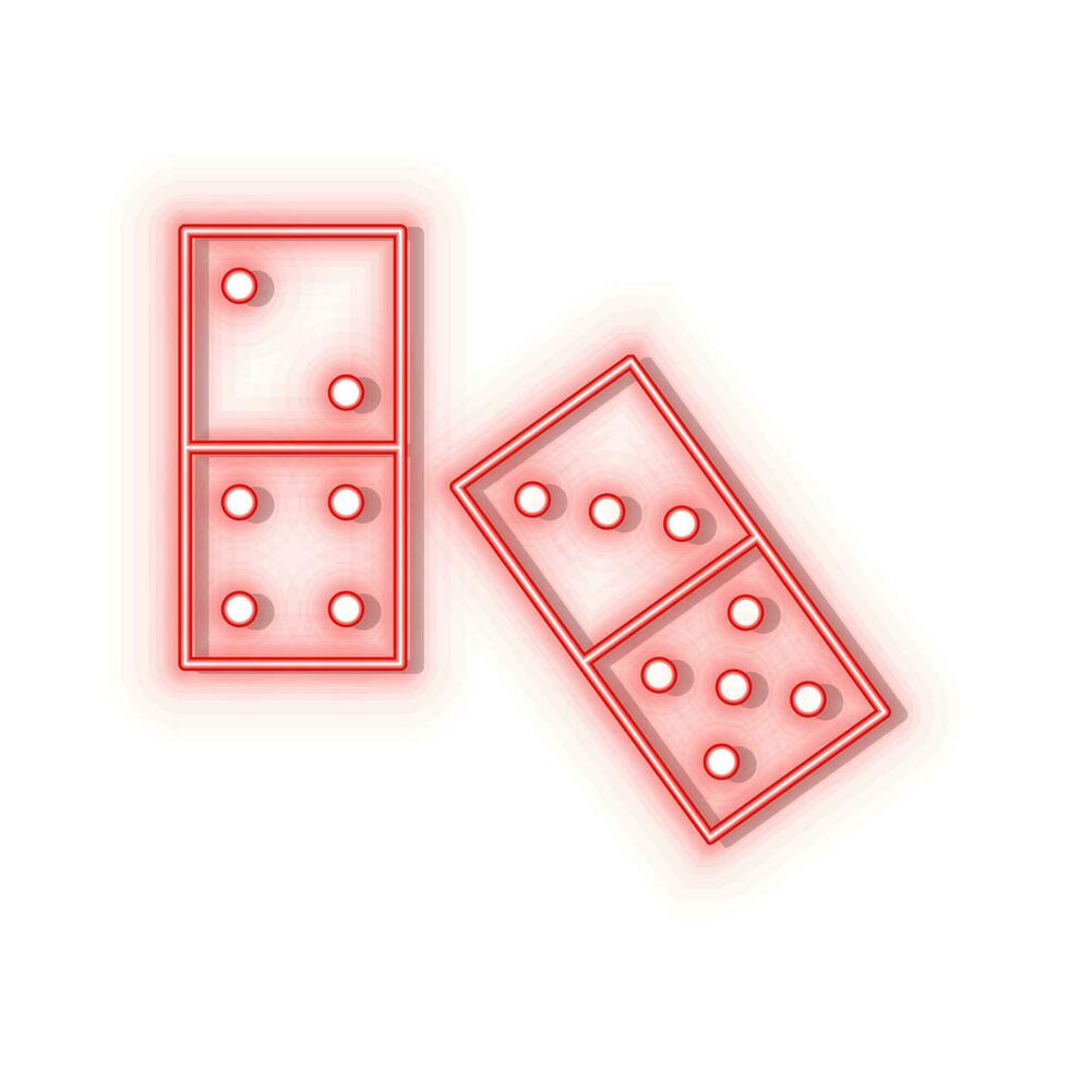 Neon- Symbole. Domino retro Arkade. rot Neon- Vektor Symbol auf verdunkeln Hintergrund