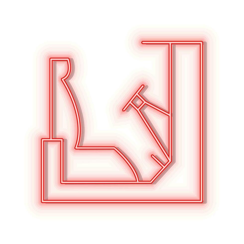 Neon- Symbole. Sitz Rennen Spiel Regler. rot Neon- Vektor Symbol auf verdunkeln Hintergrund