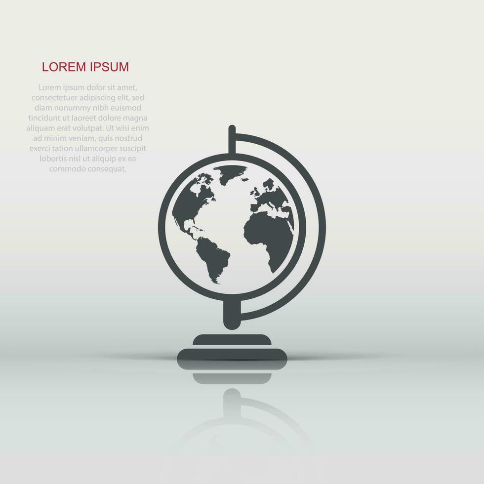 Globus Weltkarte Vektor Icon. Runde Erde flache Vektor-Illustration. Planet-Business-Konzept-Piktogramm auf weißem Hintergrund.