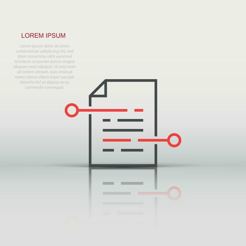 dokumentera papper ikon i platt stil. villkor ark illustration på vit isolerat bakgrund. dokumentera analys företag begrepp. vektor