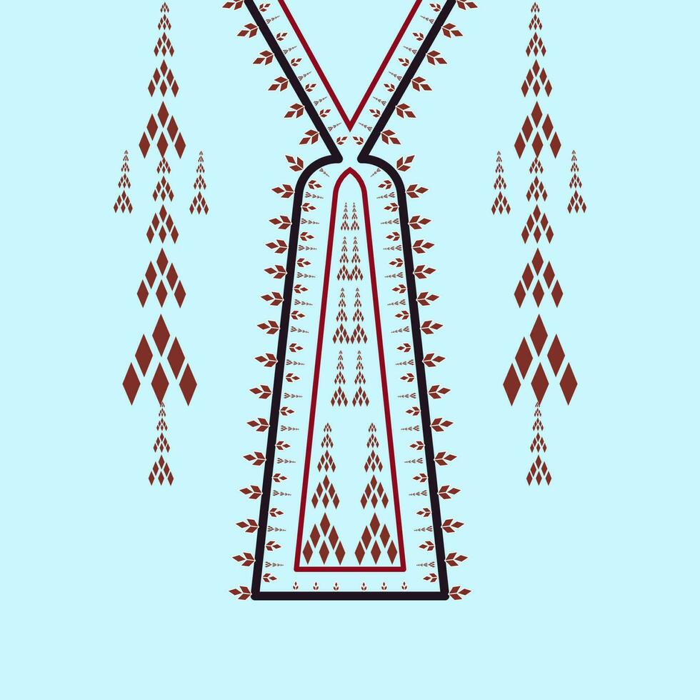 traditionell geometrisch ethnisch gestickt Ausschnitt zum Kleid und kleiden Design vektor