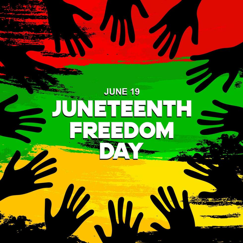 19. Juni Freiheit Tag, ein jährlich Urlaub im Amerika auf Juni 19, 19. Juni Freiheit Tag. Design mit Textur Bürste Farbe vektor