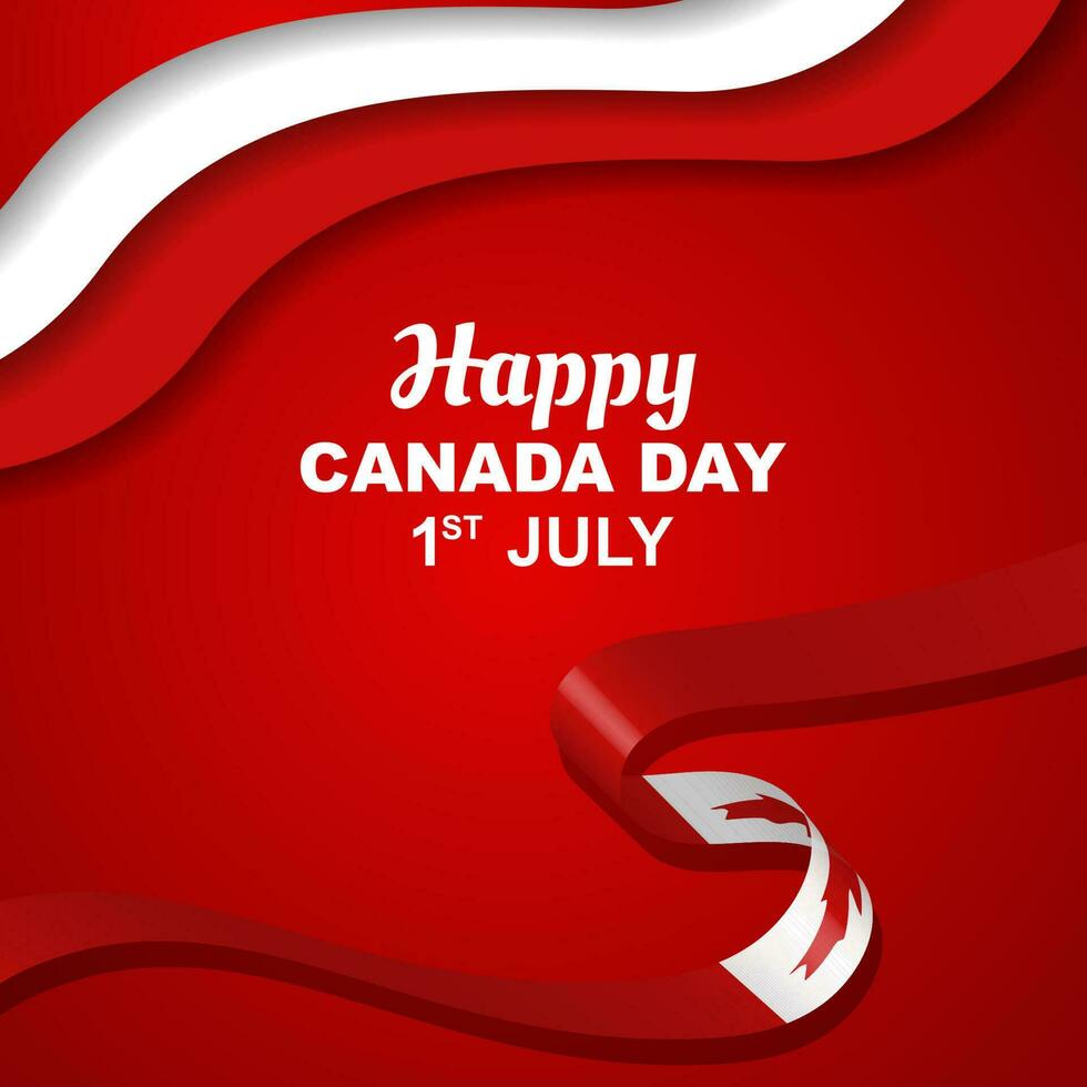 Lycklig kanada dag 1:a av juli, design av kanada dag hälsning kort eller social media posta, illustration med kanada flagga band vektor