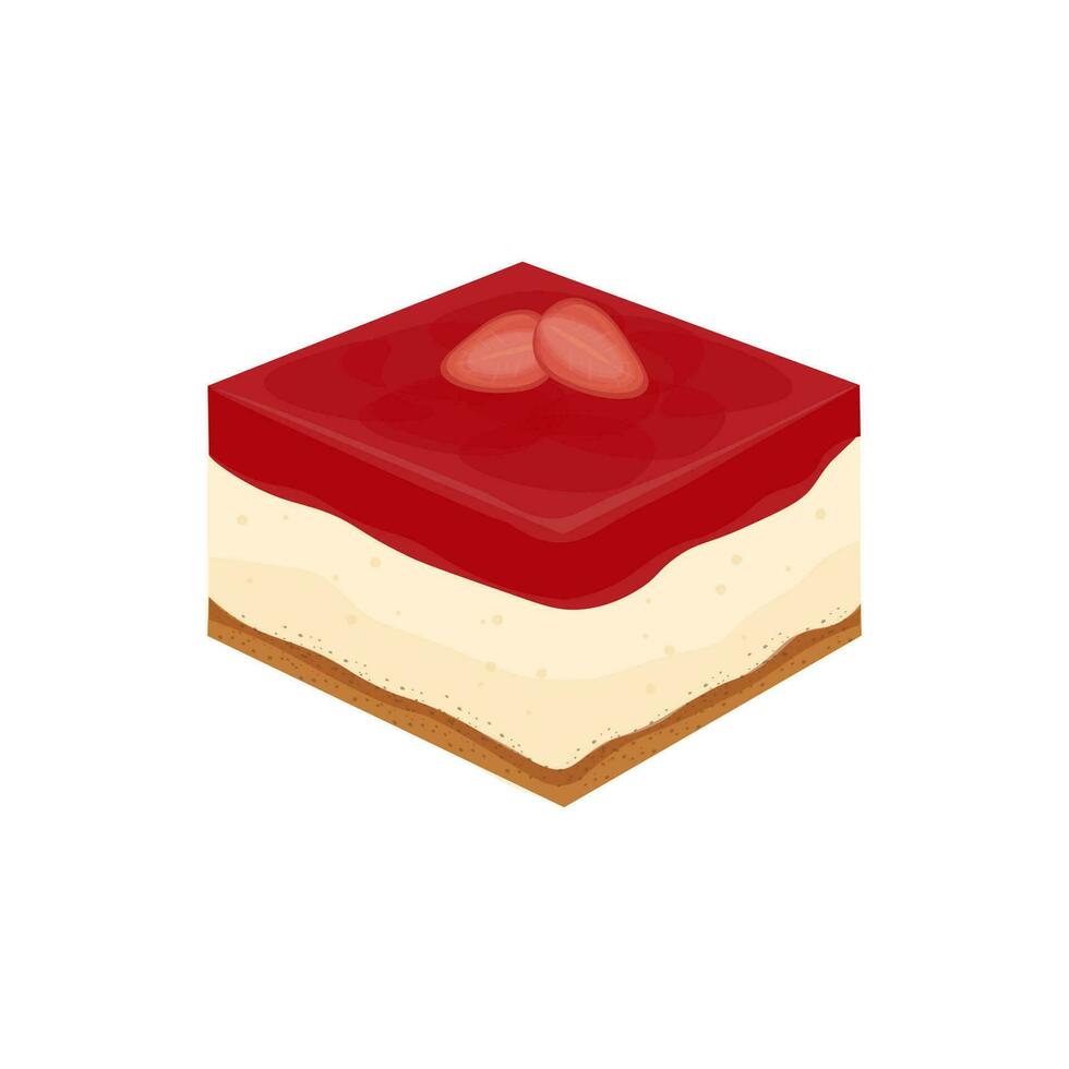 Erdbeere Geschmack Käse Kuchen Box Vektor Illustration Logo