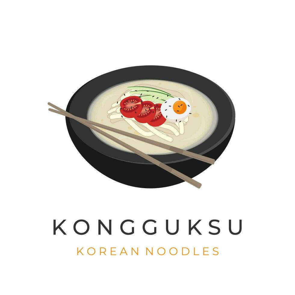 bereit zu Essen Koreanisch kongguksu Nudeln Vektor Illustration Logo
