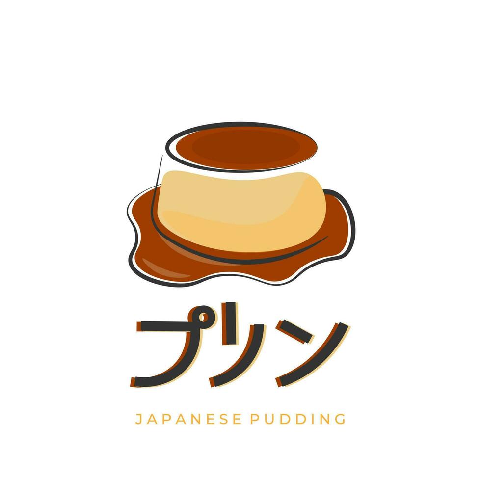 utsökt purin japansk tjock vaniljsås pudding illustration logotyp vektor