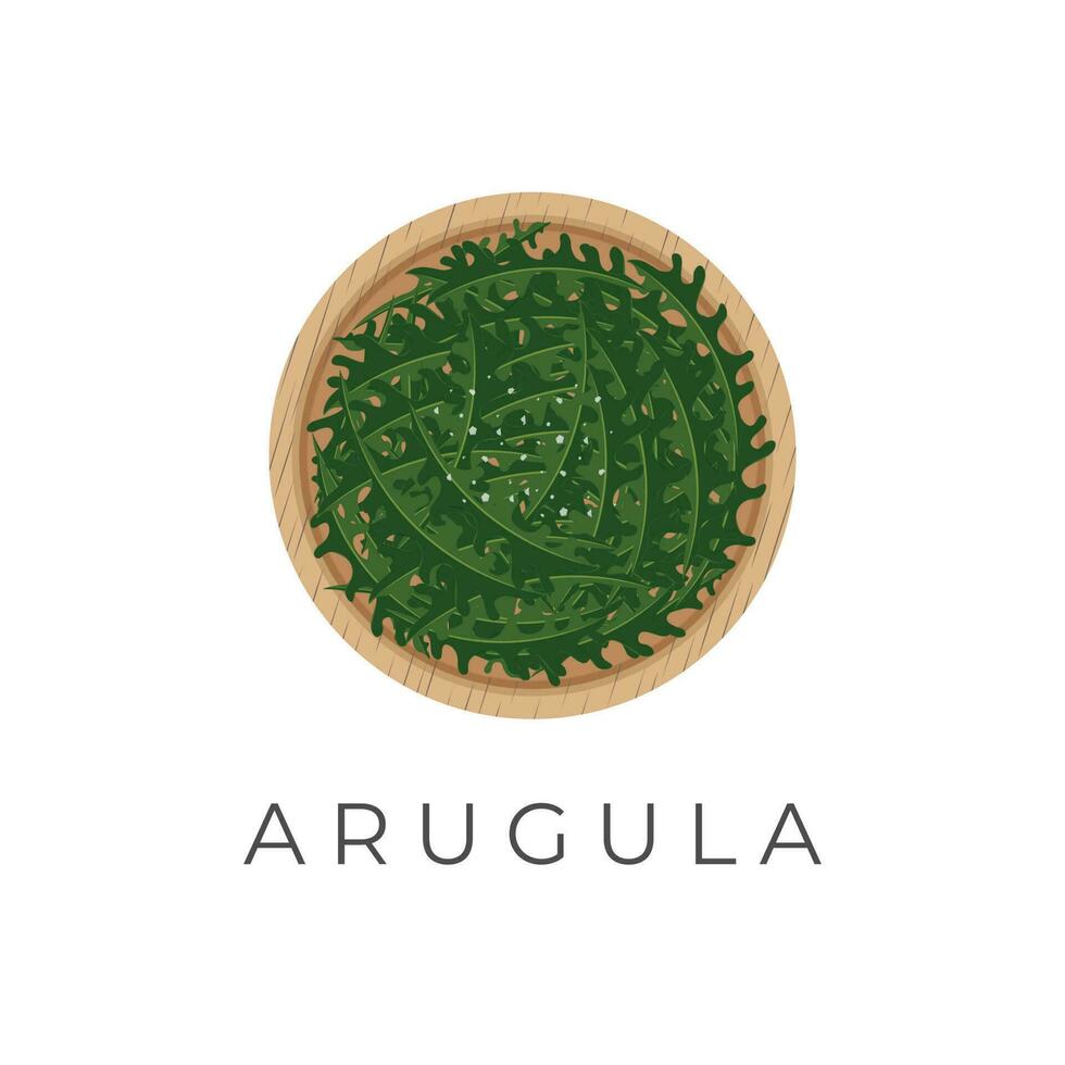 Rucola Salat gesund Essen Illustration Logo im ein hölzern Schüssel vektor