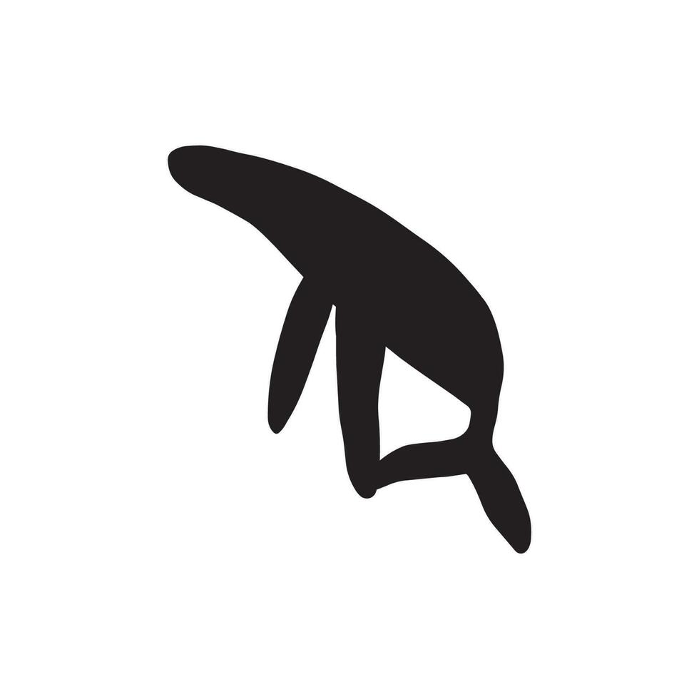 Wal, schwarz Silhouette Ozean Tier. Leben im Meer im skandinavisch Stil auf ein Weiß Hintergrund. großartig zum Poster, Karte, bekleidung drucken. Vektor Illustration
