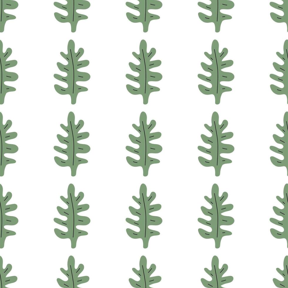 gröna blad seamless mönster. vektor handritad botanisk illustration. ganska scandi stil för tyg, textil, tapeter. digitalt papper i vit bakgrund