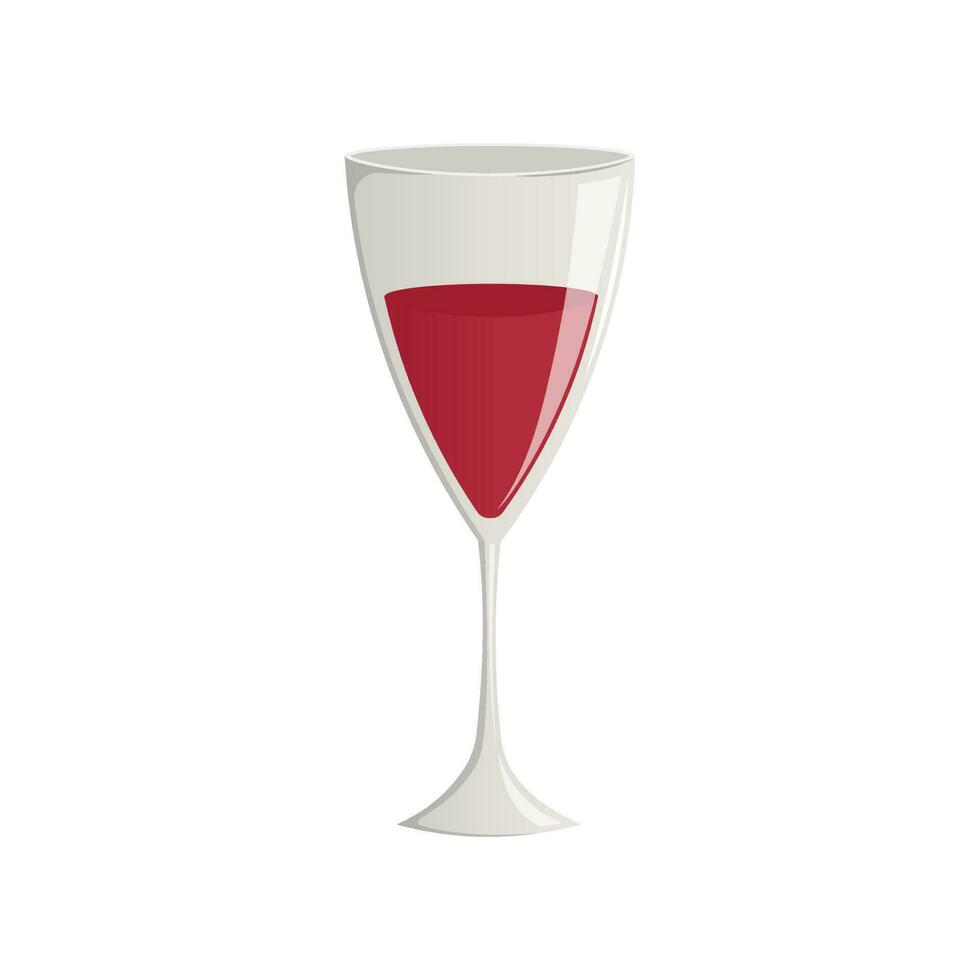 klar glas av röd vin. utsökt alkoholhaltig dryck i glas flöjt. vektor illustration isolerat på vit bakgrund.