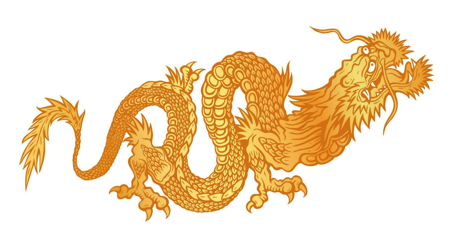 Vektor Illustration von ein golden Chinesisch Drachen auf isoliert Hintergrund