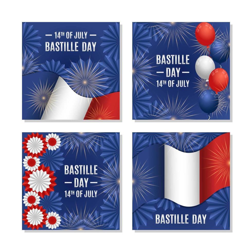 bastille day festivity card collection vektor