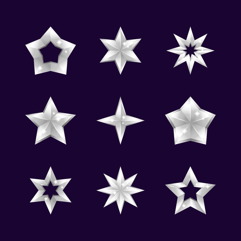 silverstjärna ikon samling vektor