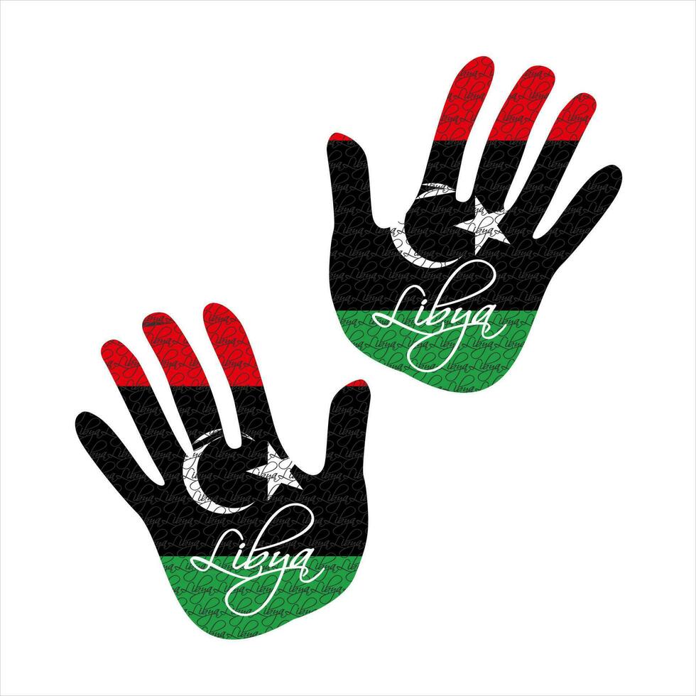 Libyen Flagge Hand Vektor