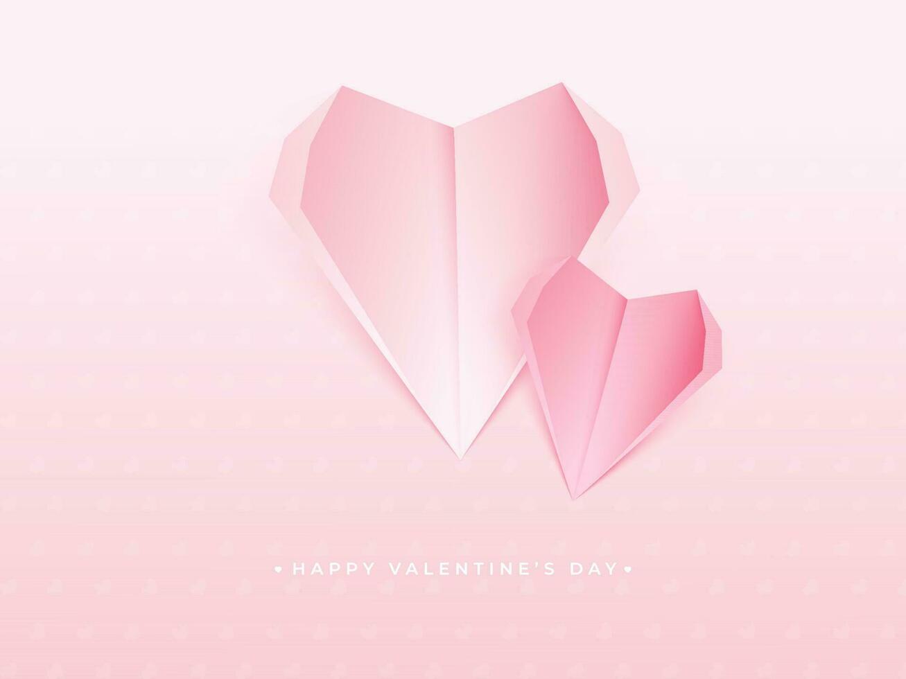 Origami Papier Schnitt Herzen auf Rosa Hintergrund zum glücklich Valentinstag Tag Feier. vektor