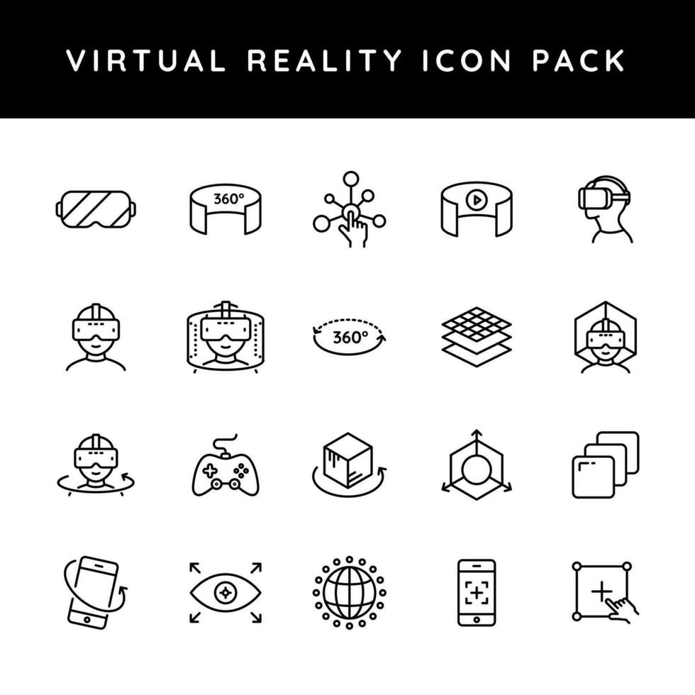 schwarz Linie Kunst Illustration von virtuell Wirklichkeit Symbol Pack. vektor